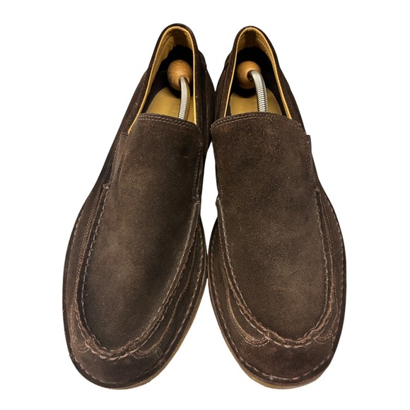 L.L. Bean Suede Slip On Loafer Shoes Men's US 14D Brown Casual